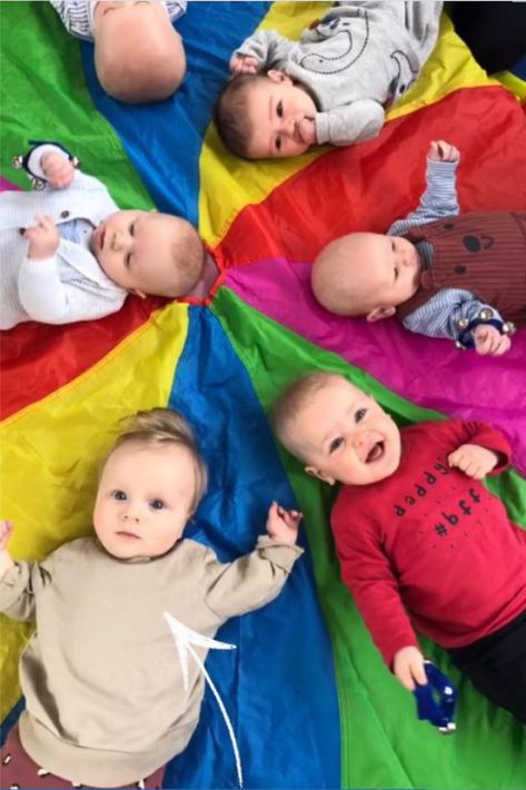 Babies smiling enjoying a fun session at Gym Babies